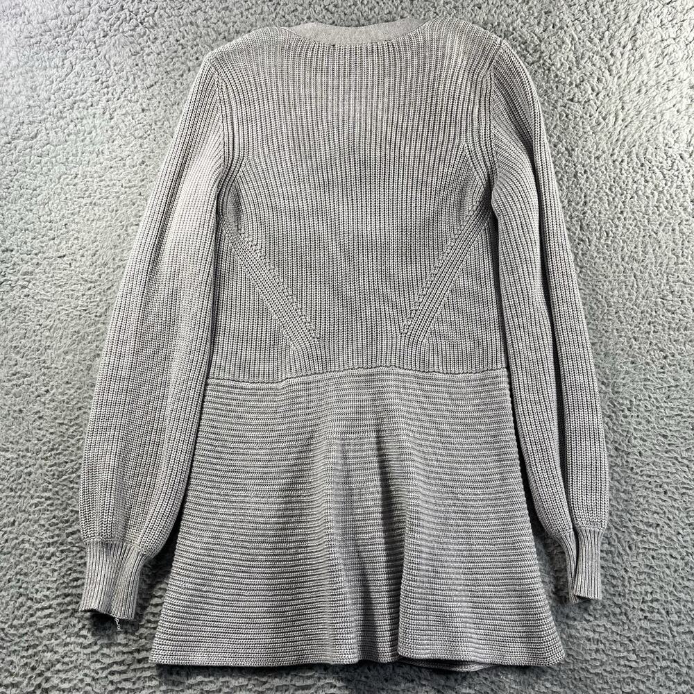 White House Black Market Structured Cardigan M Heather Mercury Grey Ribbed NWT - Picture 9 of 10